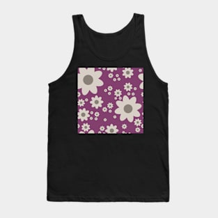 Retro style simple daisy flower in magenta purple, donkey brown and taupe Tank Top